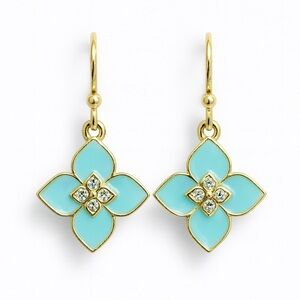 ⚜️ Gold and Aqua Floral Earrings